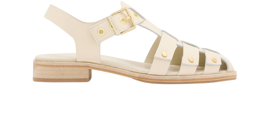 Nelly Studded Leather Sandals Parchment White | ALLSAINTS US