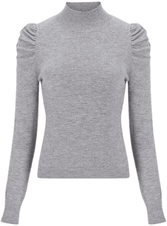 Conscious Edit Ultra Soft Ruched Shoulder Mock Neck Sweater | Express