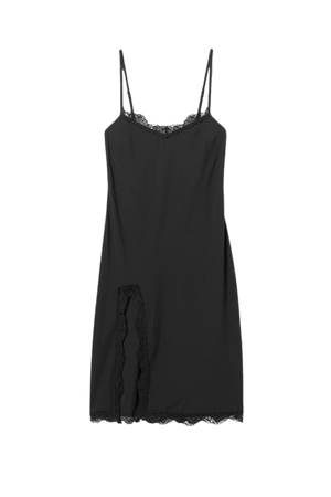 Effy Midi Slip Lace Dress - Black - Weekday WW