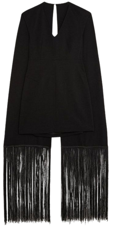 Fringe Cape Woven Mini Dress | Karen Millen