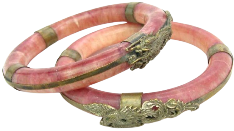 Pink Jade Dragon & Phoenix Bracelet