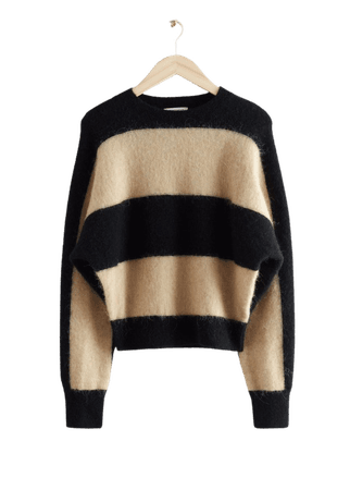 Oversized Bat Wing Knit Jumper - Black Stripes - Sweaters - & Other Stories