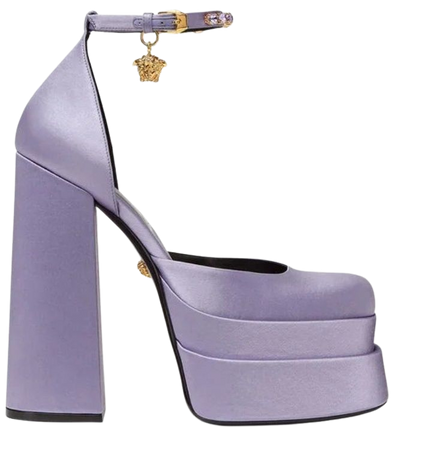 purple Versace Medusa heels