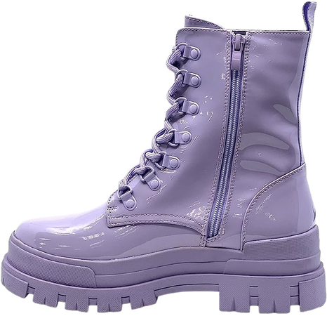 Amazon.com: Liliana Women Lace up Lug Sole Combat Ankle Boots Nunes-1 White Patent 6.5 : Clothing, Shoes & Jewelry
