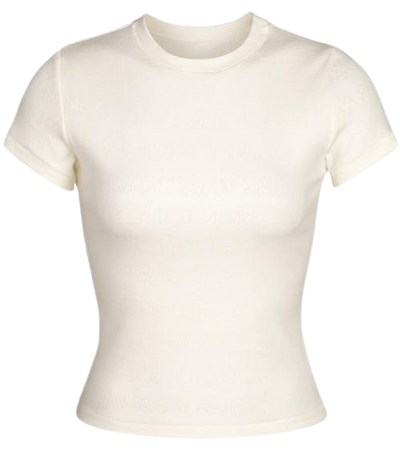 Pointelle Logo T-Shirt - Bone | SKIMS
