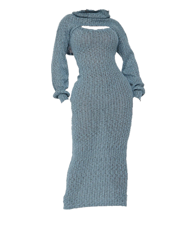 Laurie Sweater Maxi Dress Set - Blue