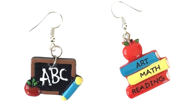 Amazon.com: Small Blackboard Book Pencil Dangle Earrings Asymmetric Creative Funny Earrings for Women Girls Student Teacher Jewelry-Red: Clothing, Shoes & Jewelry