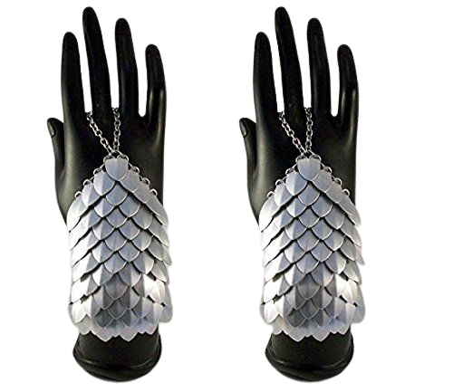 Silver Chainmail Dragon Scale Glove Armor