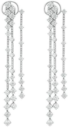 De Beers Jewellers 18kt white gold diamond Arpeggia three line earrings