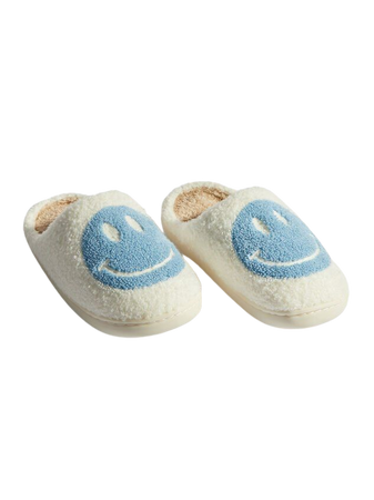 Blue Smiley Face Slippers | Altar'd State