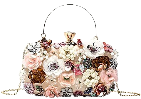 Milisente Evening Bag for Women, Flower Wedding Evening Clutch Purse Bride Floral Clutch Bag (Light Pink): Handbags: Amazon.com