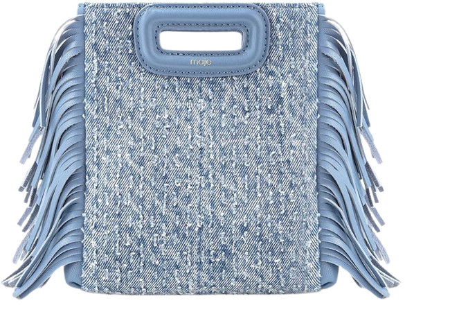 224MMINIDENIMSTRASS M mini bag in denim canvas with rhinestones - Spring-Summer Collection - Maje.com