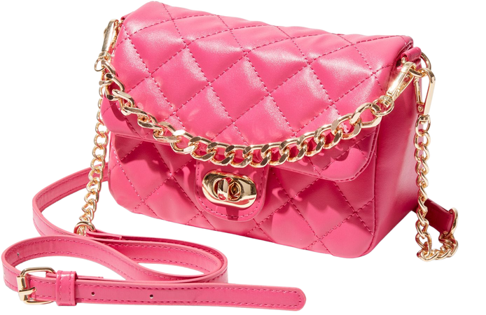 Quilted Pink Dual Strap Crossbody Bag | Claire's US