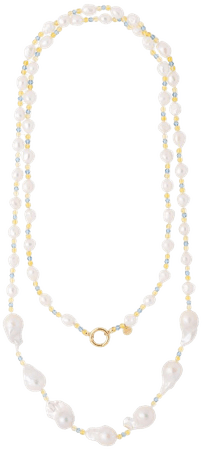 Prada 18kt yellow gold beaded baroque pearl necklace