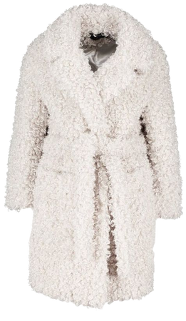 Petite Teddy Faux Fur Belted Coat | Boohoo white