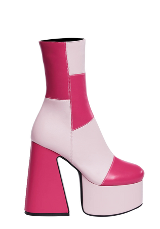 Pink Patchwork Boots