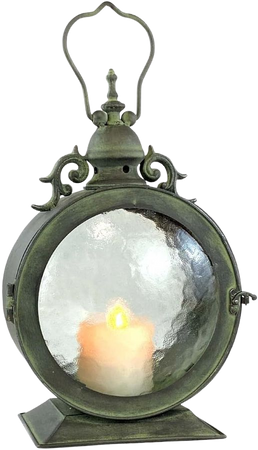 Amazon.com: Westcharm Metal Round Hanging Candle Lantern with Curved Glass Insert, Nautical Coastal Style : Home & Kitchen