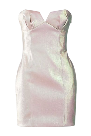 Strapless Iridescent Lame Mini Dress - Blush