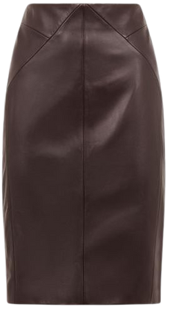Reiss Raya Leather High Rise Midi Skirt | REISS USA