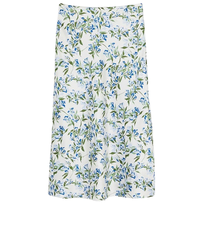 Floral Silk Charmeuse Midi Skirt