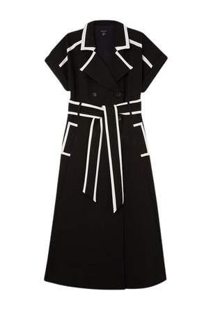 Compact Stretch Tipping Detailed Tailored Midi Dress | Karen Millen