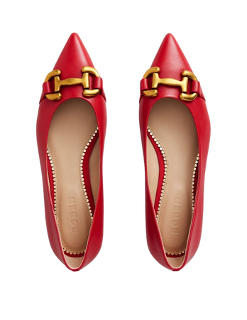 Iris Snaffle Ballet Flats - Glazed Red Leather | Boden US
