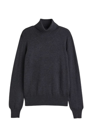 Fine-knit Turtleneck Sweater - Dark gray melange - Ladies | H&M US