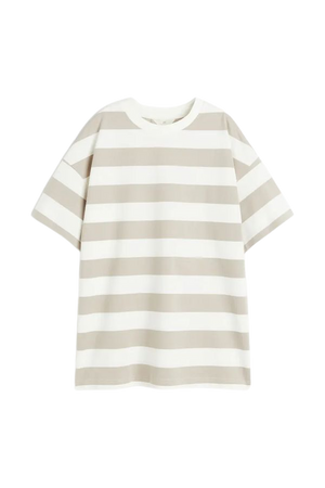 Oversized T-shirt - Taupe/striped - Ladies | H&M US