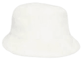 white fur bucket hat