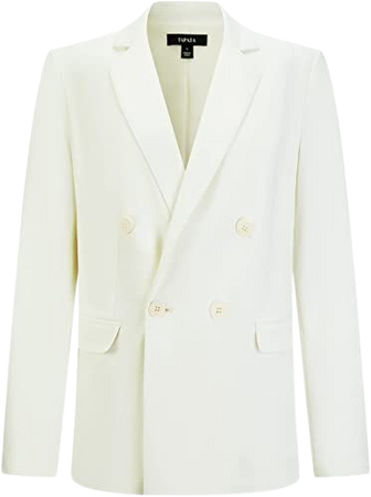 Amazon.com: Tapata Womens Double Breasted Blazer Long Sleeve Business Casual Office Work Oversize Jacket with Pockets, White, M : Clothing, Shoes & Jewelry