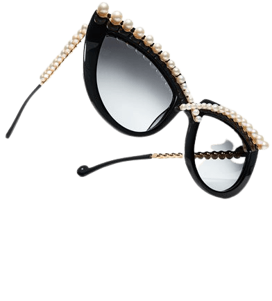 Anna-Karin Karlsson Pearl-Studded Cat-Eye Sunglasses, Black | Neiman Marcus
