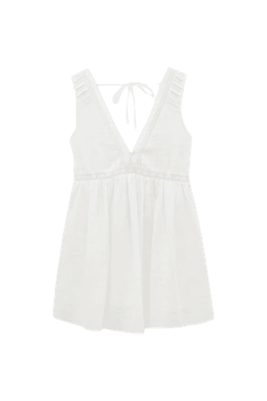 White mini dress with insertion lace detail - pull&bear