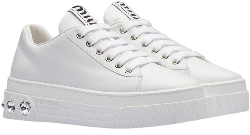 Miu Miu Crystal Platform Sneakers 5E643CF0503KEX White | Farfetch