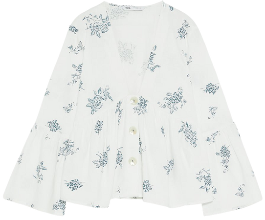 PRINTED BLOUSE WITH BUTTONS - View All-SHIRTS | BLOUSES-WOMAN | ZARA United States white
