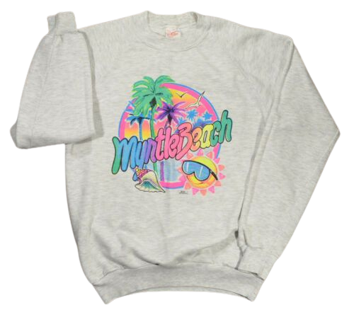 VTG Myrtle Beach Sweatshirt Womens L 1991 Retro 80s 90s SPRING BREAK! Surf Style | eBay