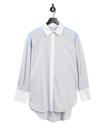 ASOS DESIGN dad shirt in light blue stripe | ASOS