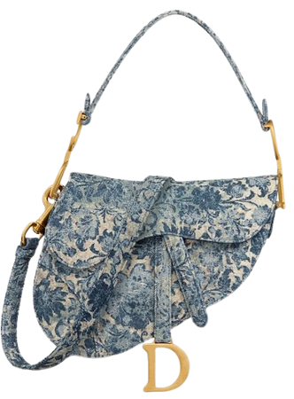Saddle Bag with Strap Blue Dior Brocart Denim | DIOR