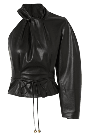 black leather one sleeve shirt