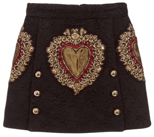 Black heart embroidery mini skirt