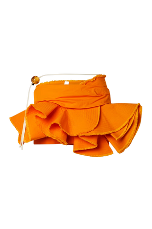 Jacquemus Artichaut Ruffled Frayed Cotton-canvas Mini Skirt -