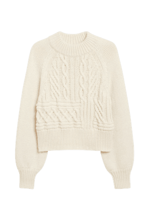 Balloon sleeve knit sweater - White - Jumpers - Monki WW