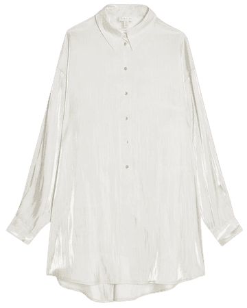 Ivory Liquid Satin Oversized Shirt | Topshop