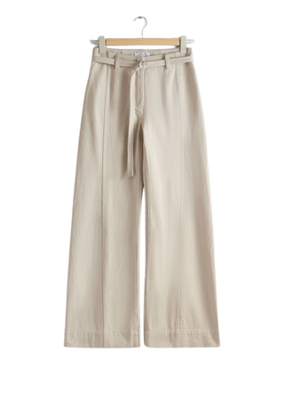 Relaxed Belted Trousers - Ivory - Wide trousers - & Other Stories US