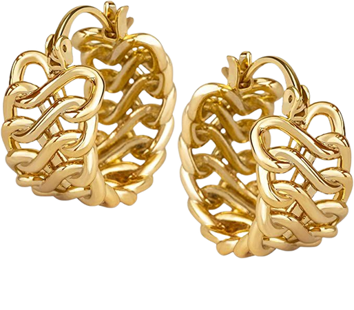 Amazon.com: 14k Gold Braided Huggie Hoop Earrings for Women | Gold Chunky Hoops | Gold Huggie Earrings for Women | 14 karat Gold Hoop Earrings | Chunky Gold Hoop Earrings | Chunky Gold Hoops Earrings for Women: Clothing, Shoes & Jewelry
