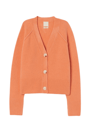 Boxy Wool-blend Cardigan - Light orange - Ladies | H&M US