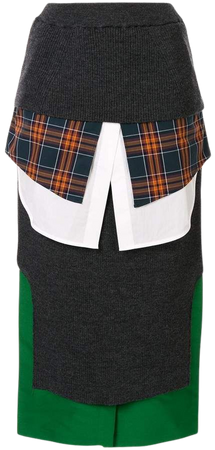high-waisted panelled pencil skirt