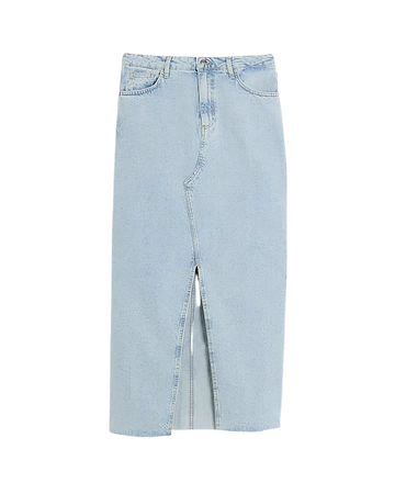 Blue denim high waisted maxi skirt | River Island