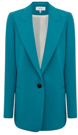 Reiss Turquoise Blake Wool Cotton Blend Slim Fit Blazer | REISS USA
