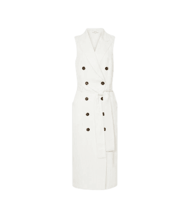 Dana White Linen Blend Midi Dress – REISS