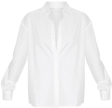 White Horn Button Cotton Oversized Shirt | PrettyLittleThing